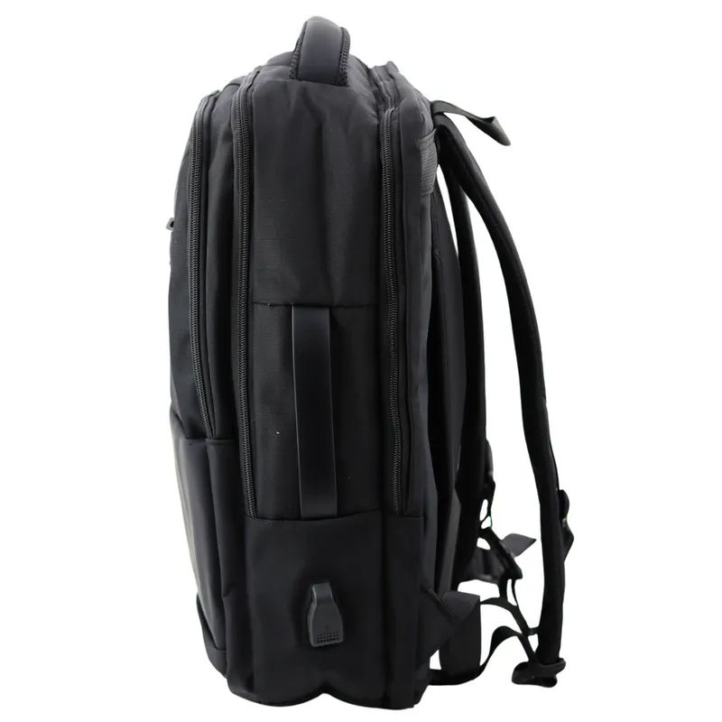 Plecak Miejski Biznesowy USB Pas Piersiowy 26l 45cm - Czarny
