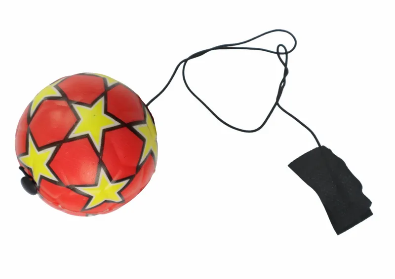 Piłka Nożna PU Na Gumce Jojo Do Odbijania 6 cm Gwiazdki - Czerwona