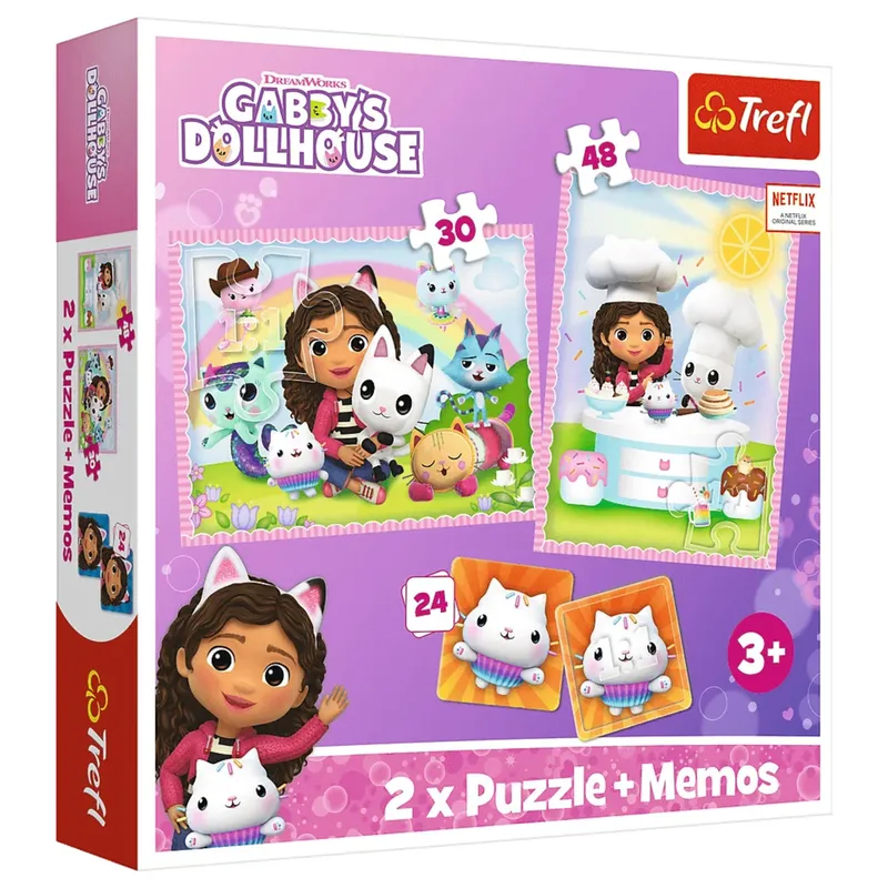 Puzzle + MEMO - 2w1 (30, 48) - Gabi Z Kocim Przyjacielem - Koci Domek Gabi - TREFL 93382