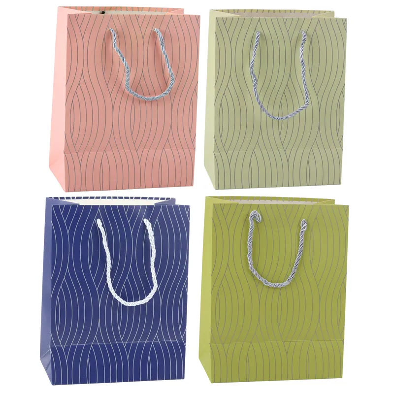 Torba Prezentowa Papierowa Linie Faliste 23 x 18 x 10,5 cm - Srebrne