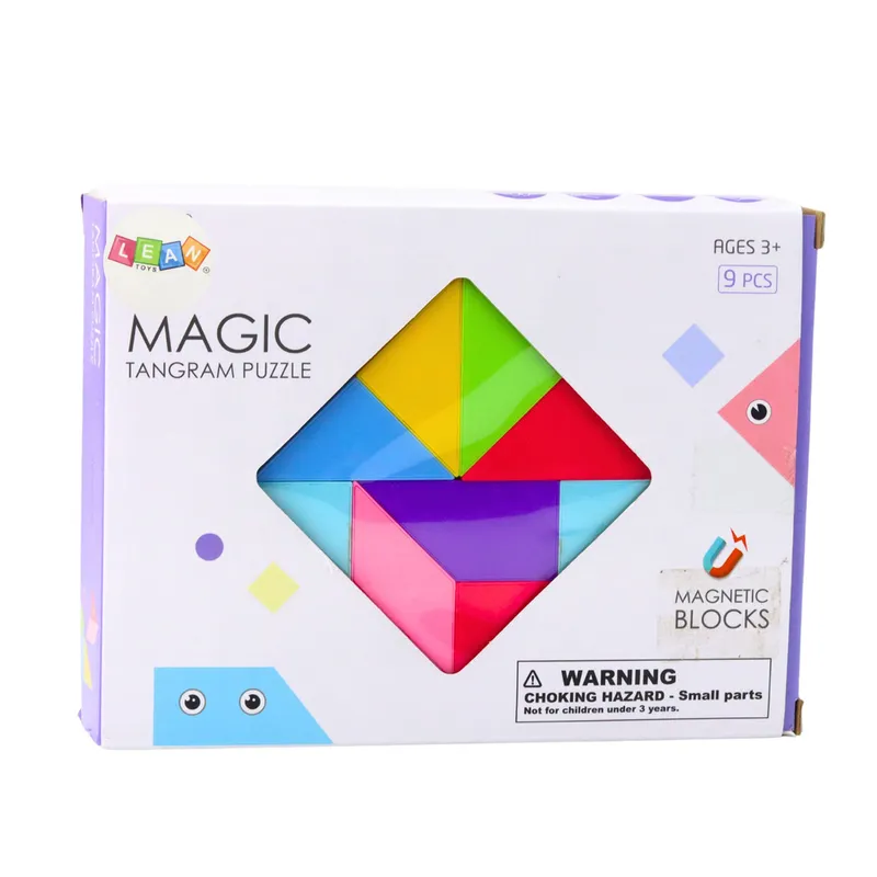 Klocki Magnetyczne Tangram Kolorowa Układanka Naklejki 9 el