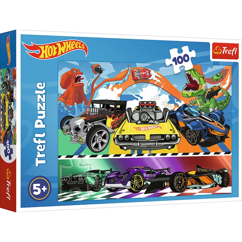 Puzzle - 100 - Pędzące Samochody - Hot Wheels - TREFL 16466