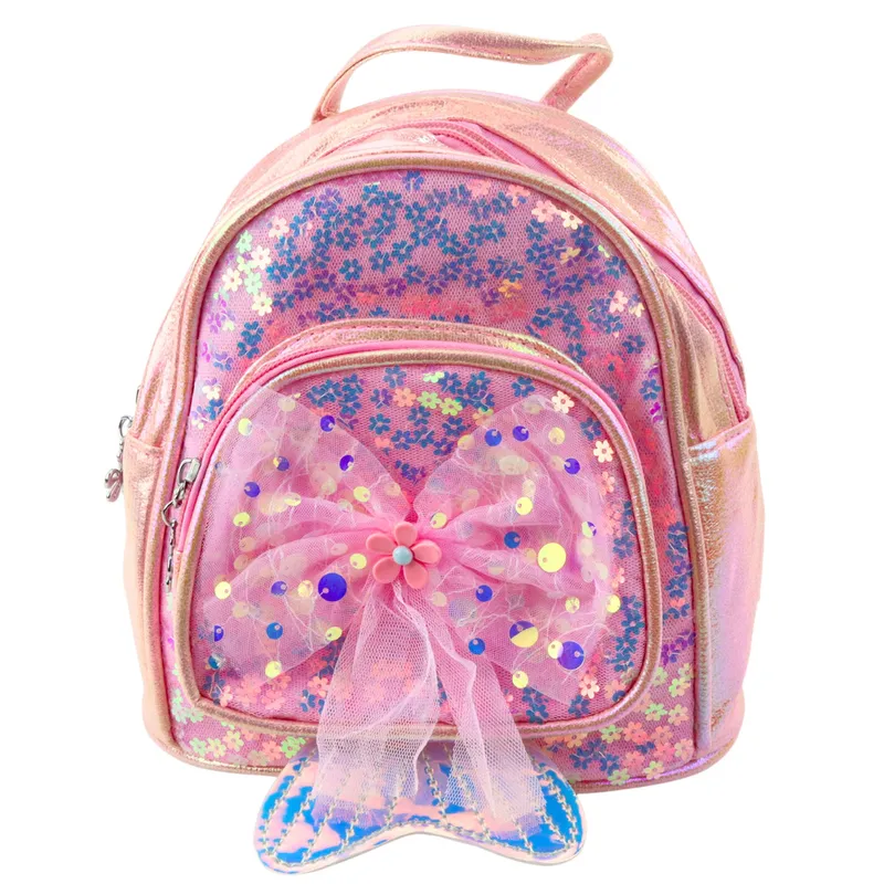 Plecak Dziecięcy Cekiny Tiulowa Kokarda 20cm 3,8l - Różowy