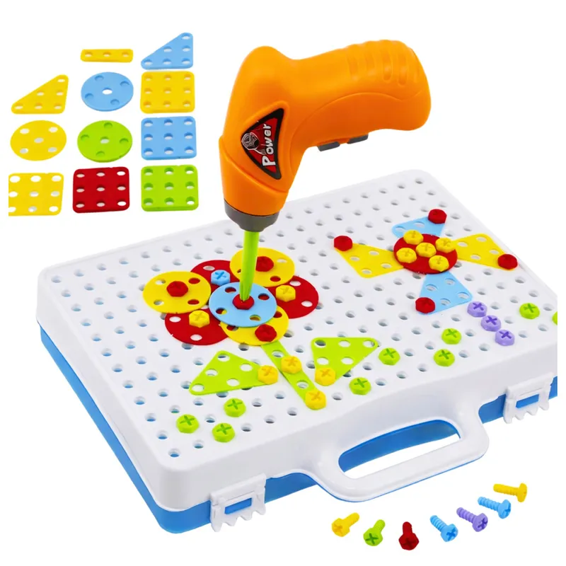 Zestaw Puzzle Klocki Edukacyjne Z Wkrętarką Dla Dzieci Walizka 151 el