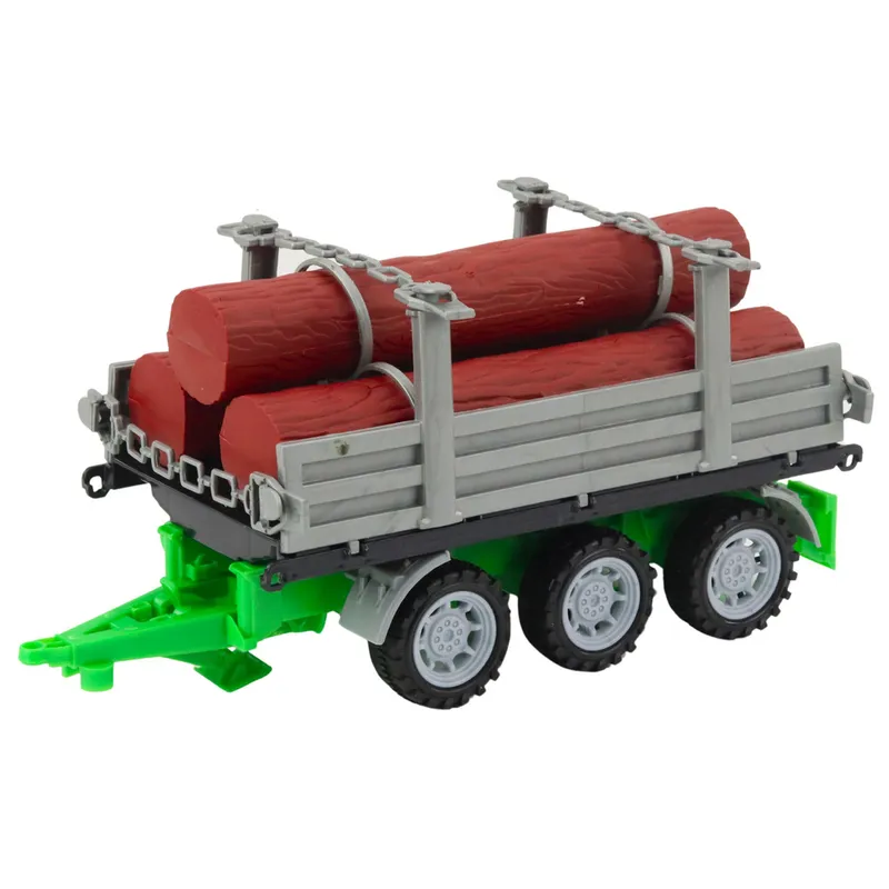 Traktor Rolniczy Farmerski Z Przyczepą Do Drewna Kłody 47cm - Zielony