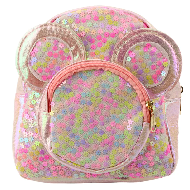 Plecak Dziecięcy Z Cekinami Myszka Uszy 22cm 3l - Różowy