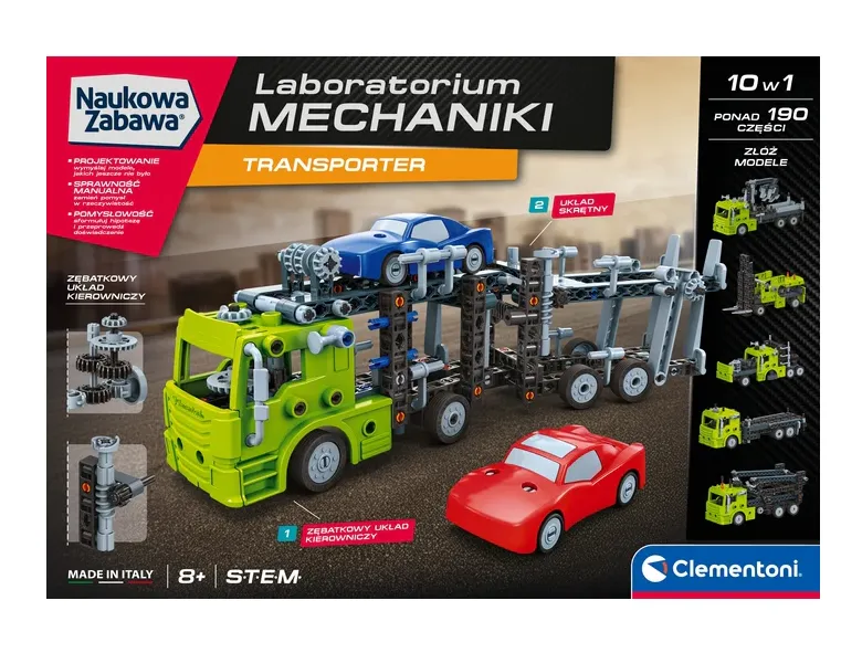 Naukowa Zabawa Klocki Laboratorium Mechaniki Transporter Język Polski CLEMENTONI 50249