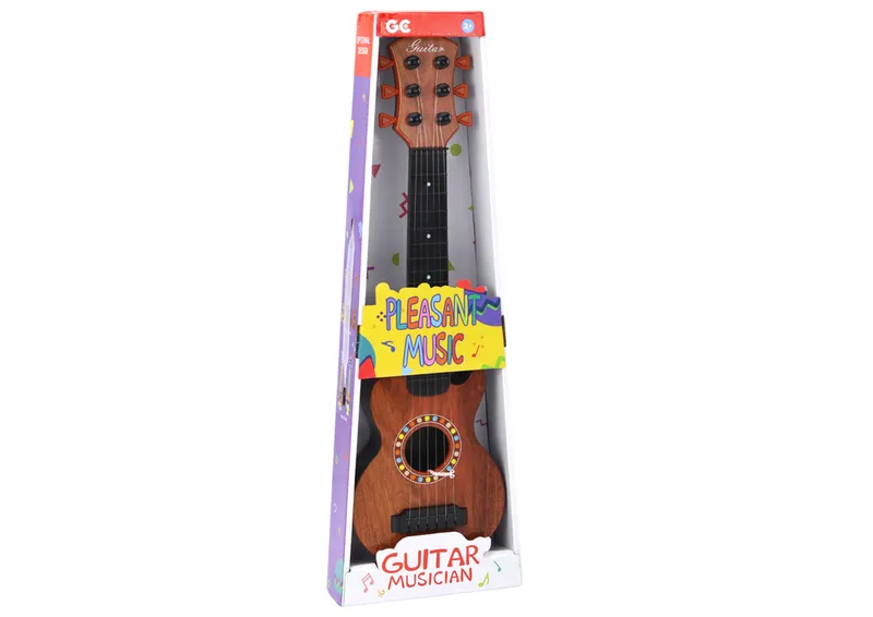 Gitara Zabawkowa Dla Dzieci Drewno Kostka Do Gry - Brązowa