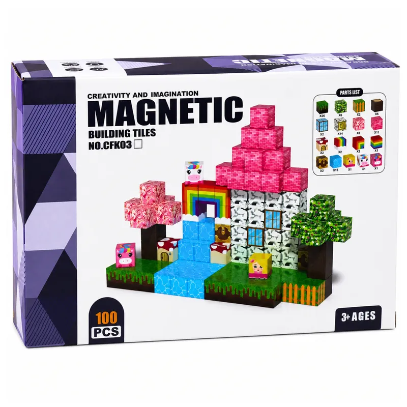 Zestaw Klocki Magnetyczne Kostki Sześciany Piksel Magiczna Kraina 3D 100el