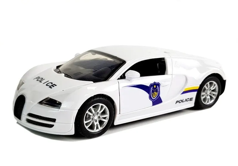 Auto Sportowe Policyjne Policja Z Napędem Dźwięk Światła - Białe