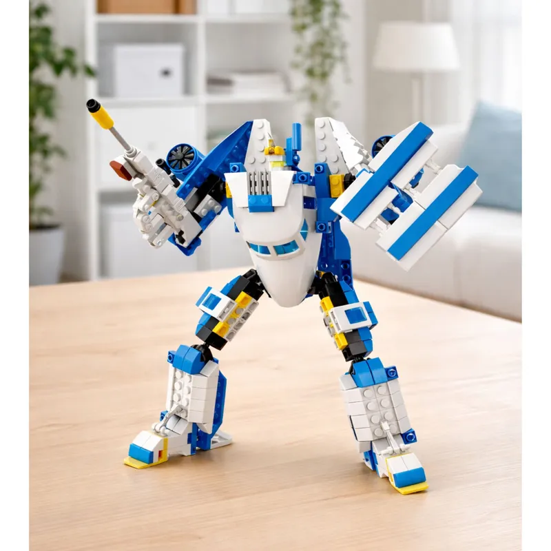 Klocki Konstrukcyjne Samolot Pasażerski Robot 2w1 Światła 417 el