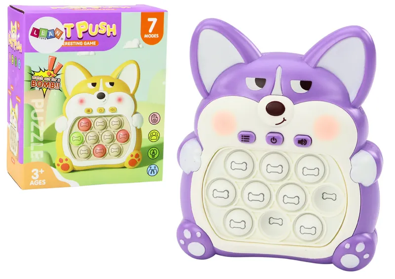 Gra Zręcznościowa Konsola Pop-It Lisek 7 Trybów Gry Sensoryczna - Fioletowy
