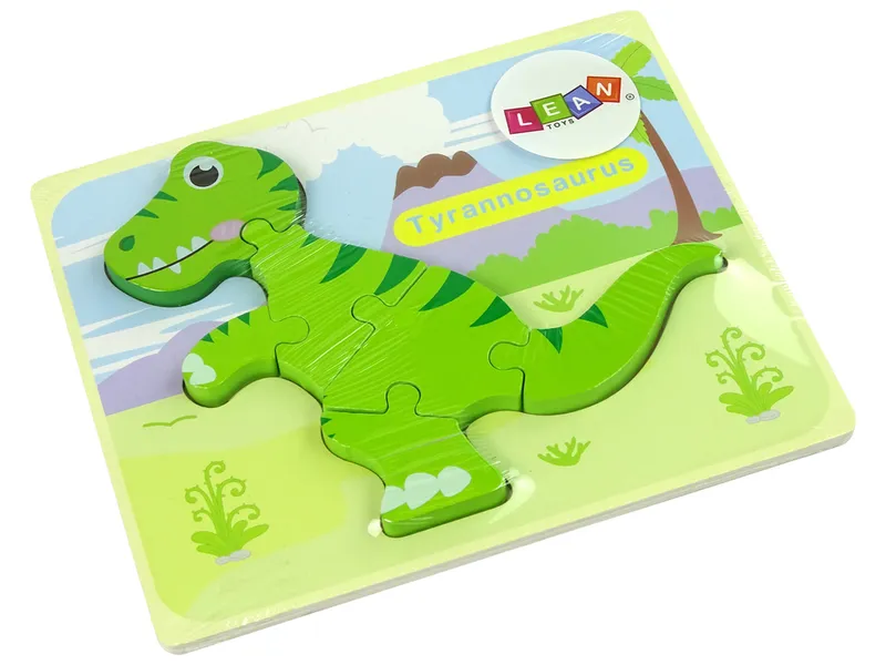 Drewniane Puzzle Dinozaur Isanosaurus Tyranosaurus - Zielony