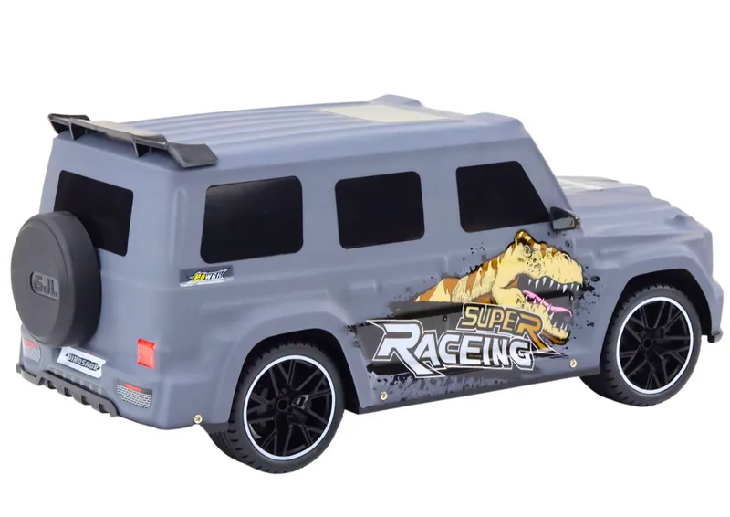 Auto Zdalnie Sterowane RC Z Dinozaurem W Skali 1:10 - Szare
