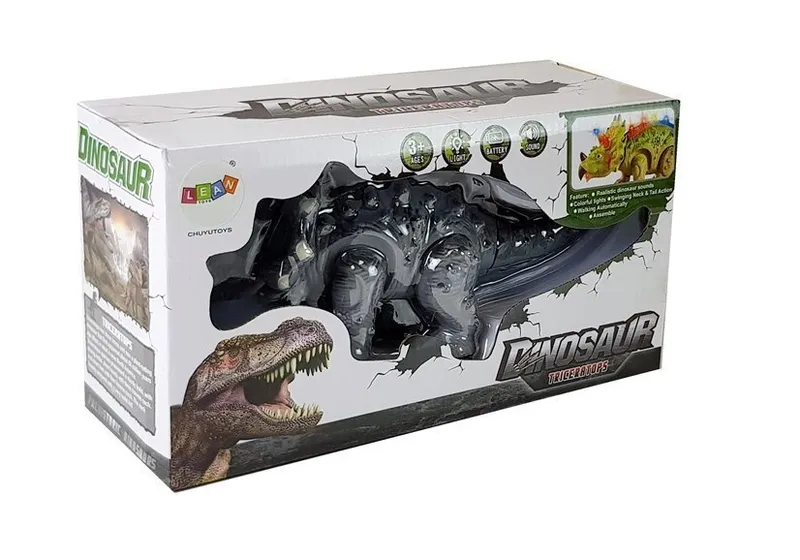 Dinozaur Na Baterie Triceratops - Szary