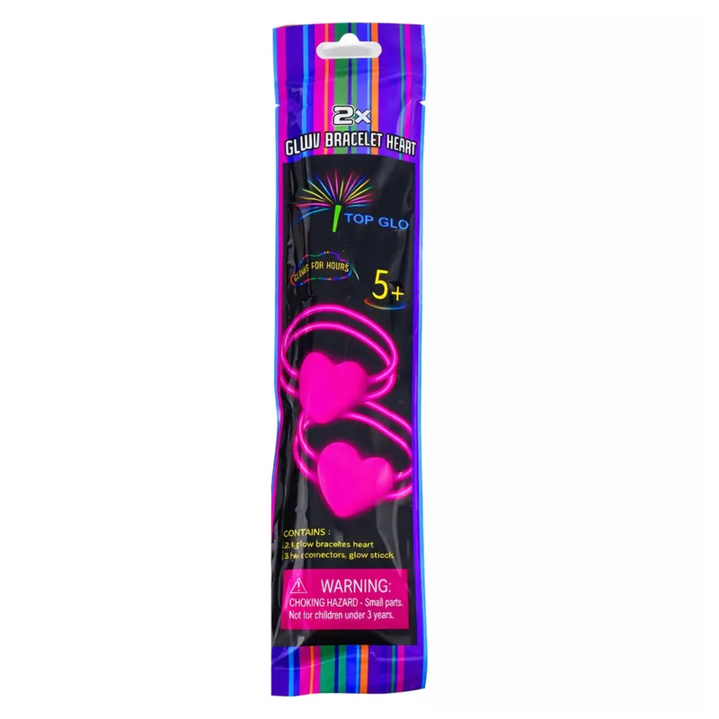 Podwójne Bransoletki Opaski Z Sercem Fluorescencyjne Stick Neon Świecące