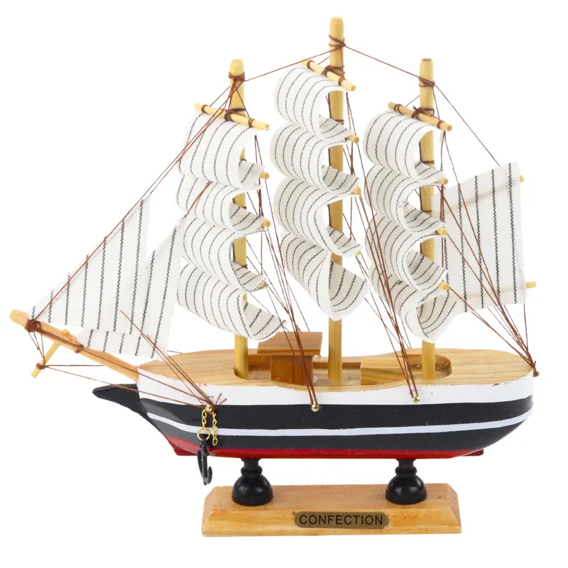 Model Kolekcjonerski Dekoracyjny Statek Żaglowiec 21x21cm - Czarno-Biały