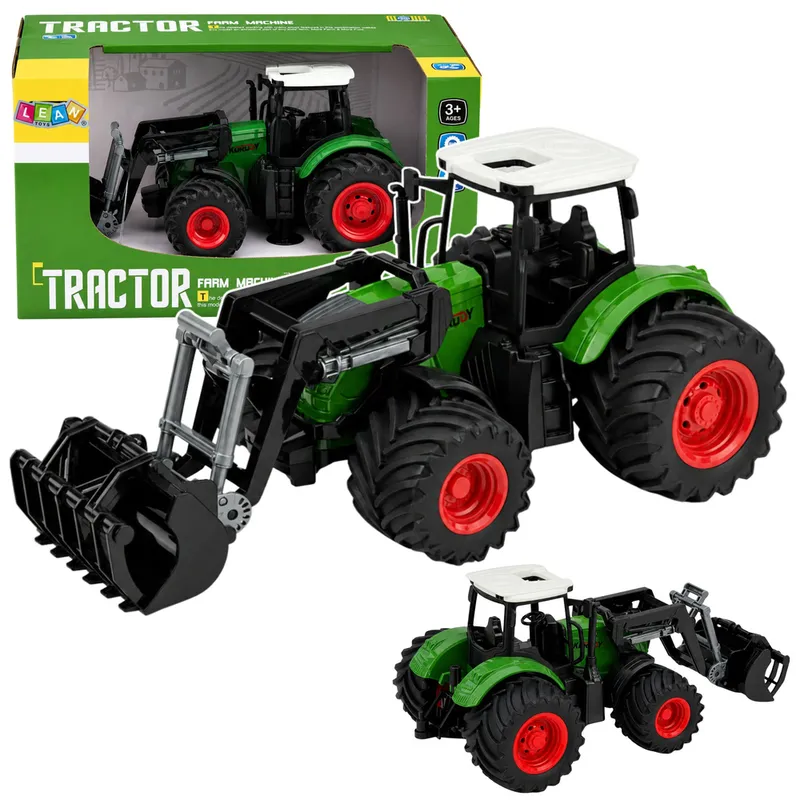 Traktor Rolniczy Farmerski Z Ładowaczem Czołowym Gumowe Koła 1:24 - Zielony