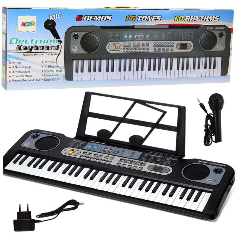Keyboard Elektryczny Mikrofon Stojak Na Nuty Nagrywanie Odtwarzanie