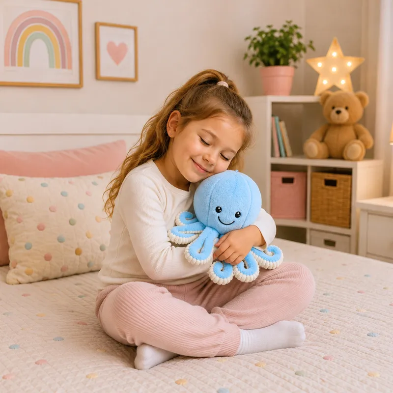 Pluszowa Ośmiornica Maskotka Przytulanka Sprężyste Macki 30 cm - Niebieska