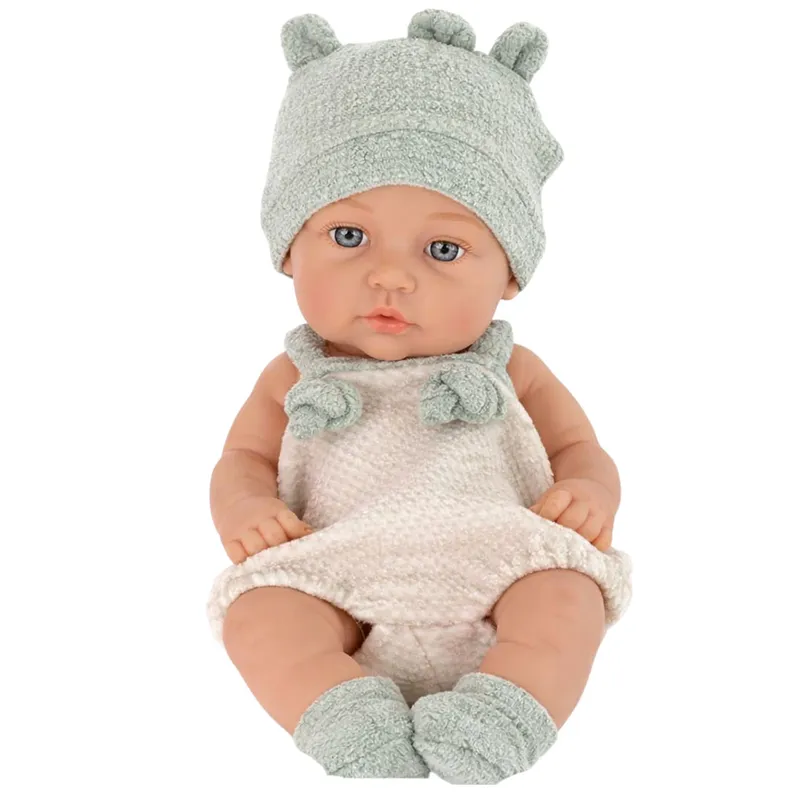 Lalka Bobas Niemowlak Ubranko Czapeczka Śliniaczek 18 cm - Szare