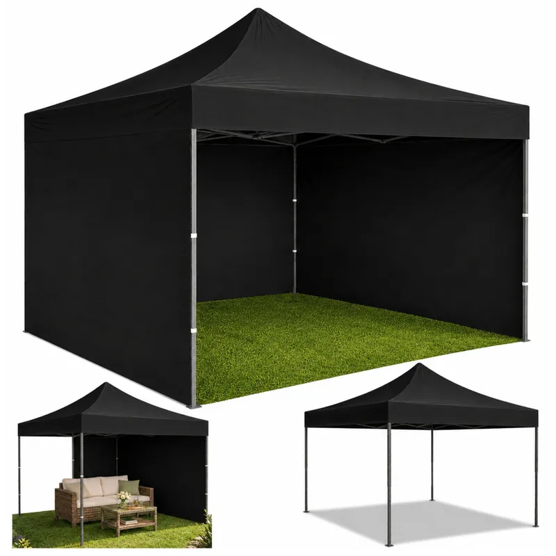 Namiot Ogrodowy Ekspresowy Pawilon Handlowy Cateringowy 3x3m - Czarny
