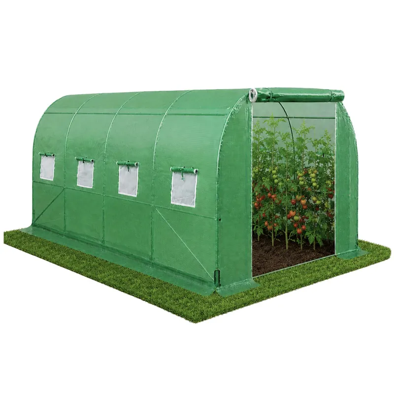 Tunel Ogrodowy Foliowy Szklarnia Na Warzywa Okna UV 4x2,5x2 m 10m² - Zielony