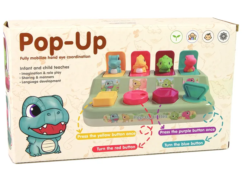 Zabawka Zręcznościowa Pop-Up Dla Malucha Zwierzątka Dinozaury