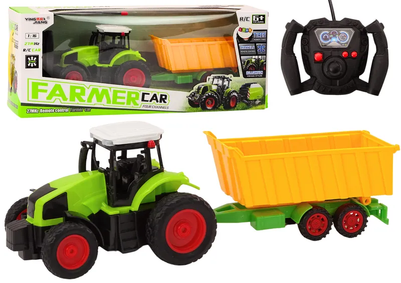 Traktor Z Przyczepą Zdalnie Sterowany RC 1:16 Pilot - Zielony