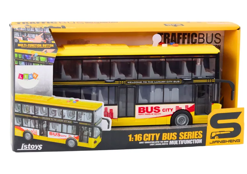 Autobus Piętrowy 1:16 Światła Dźwięki Napęd Frykcyjny - Żółty