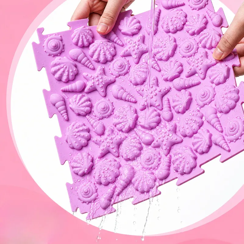 Sensoryczne Puzzle Silikonowe Mata Ścieżka Sensoryczna Kolorowe 25 cm 12el