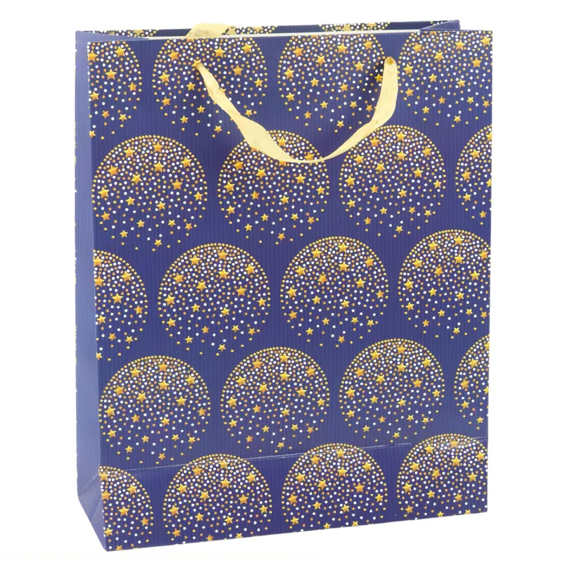 Torba Prezentowa Elegancka Złote Gwiazdki Granatowa 32 x 26 x 12 cm