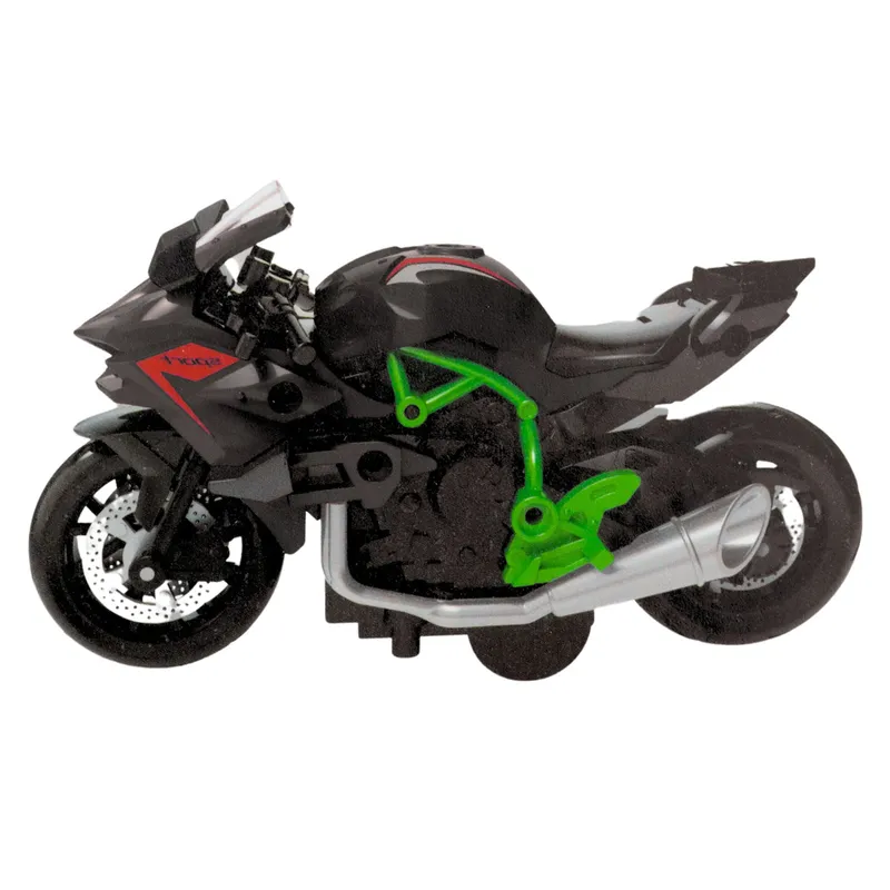 Motocykl Do Składania Skręcania Metal 1:14 DIY - Zielono-Czarny