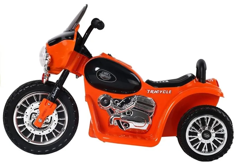 Motor Na Akumulator Trójkołowy JT568 Policja Dla Dzieci LED - Pomarańczowy