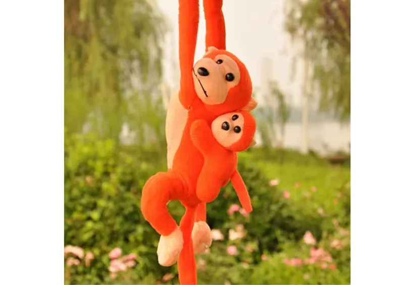Maskotka Pluszowa Małpka Z Dzieckiem 90 cm - Pomarańczowa