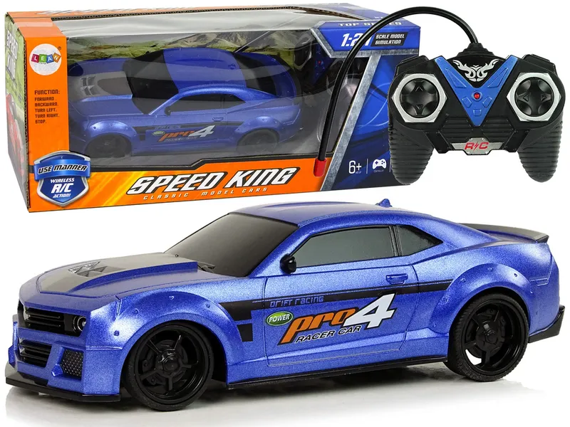 Zdalnie Sterowane Auto Sportowe 1:24 Wyścigi Przyciemniane Szyby - Niebieski