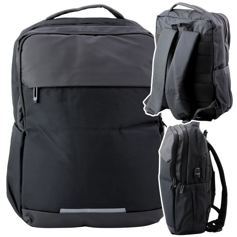 Plecak Miejski Biznesowy USB Kieszeń Na Laptopa 16l 45cm - Czarny