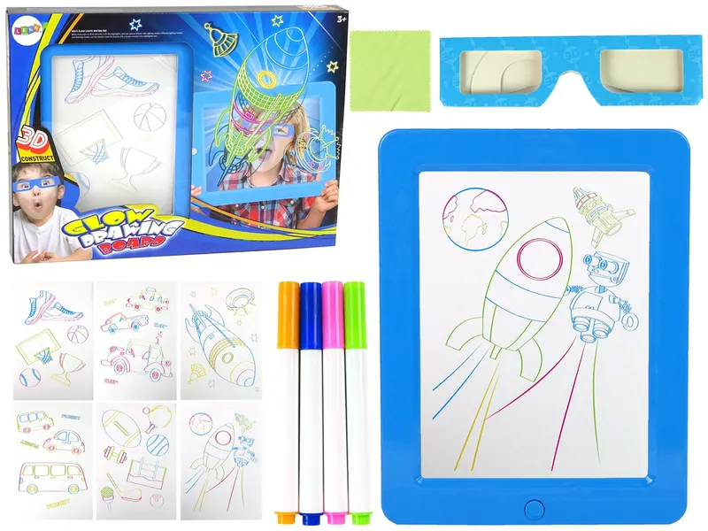 Magiczna Podświetlana Tablica 3D Okulary - Niebieska