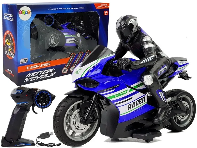 Motor Sportowy Ścigacz Zdalnie Sterowany 2.4G Zasięg 35 m - Niebieski