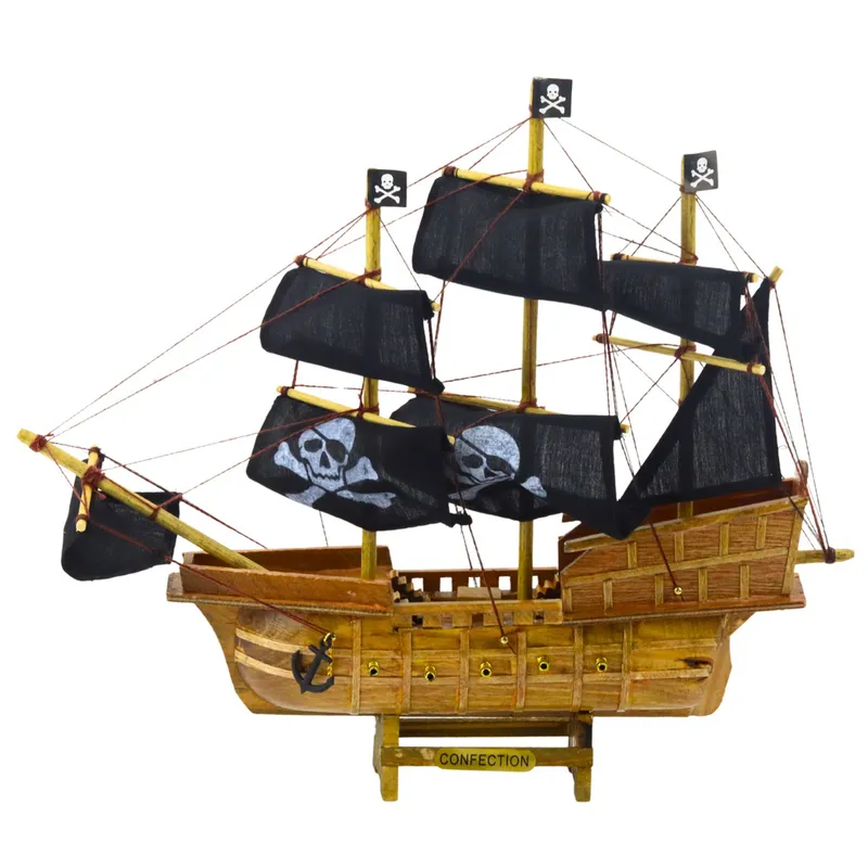 Model Kolekcjonerski Dekoracyjny Statek Żaglowiec Piracki 33x29cm - Czarny
