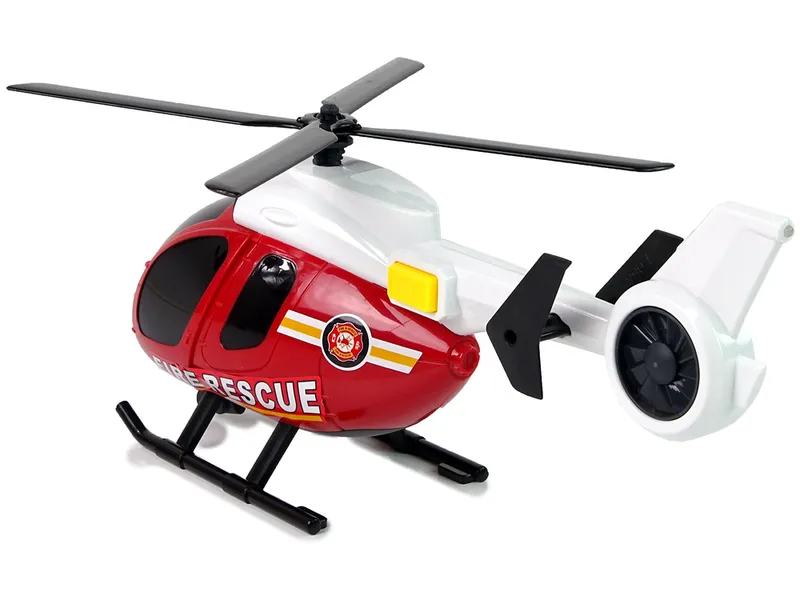 Zestaw Pojazdów Helikopter Auto Straż Pożarna Dźwięk - Czerwone
