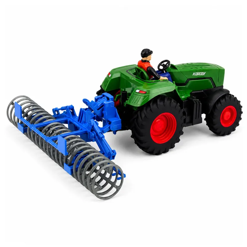 Traktor Z Wałem Rolniczym I Rolnikiem Zdalnie Sterowany RC 1:24 - Zielony