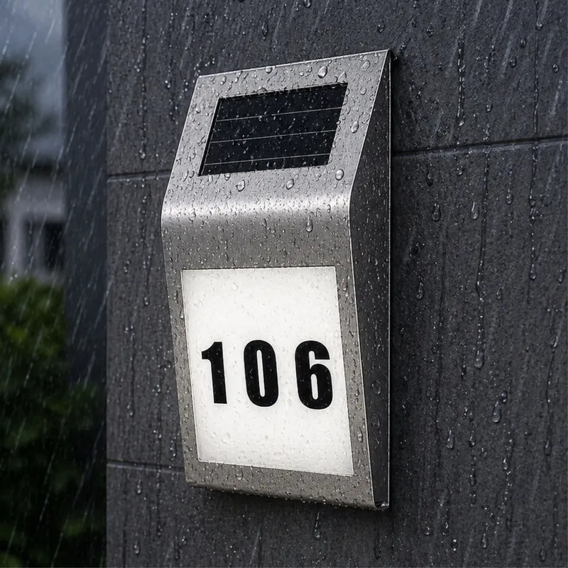 Solarna Lampa LED Kinkiet Z Numerem Domu Podświetlany Ze Stali Nierdzewnej