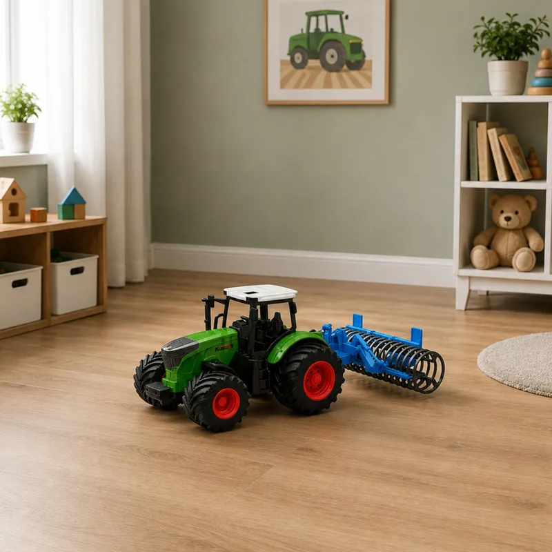 Traktor Rolniczy Farmerski Gospodarski Z Wałem Uprawowym 1:24 - Zielony