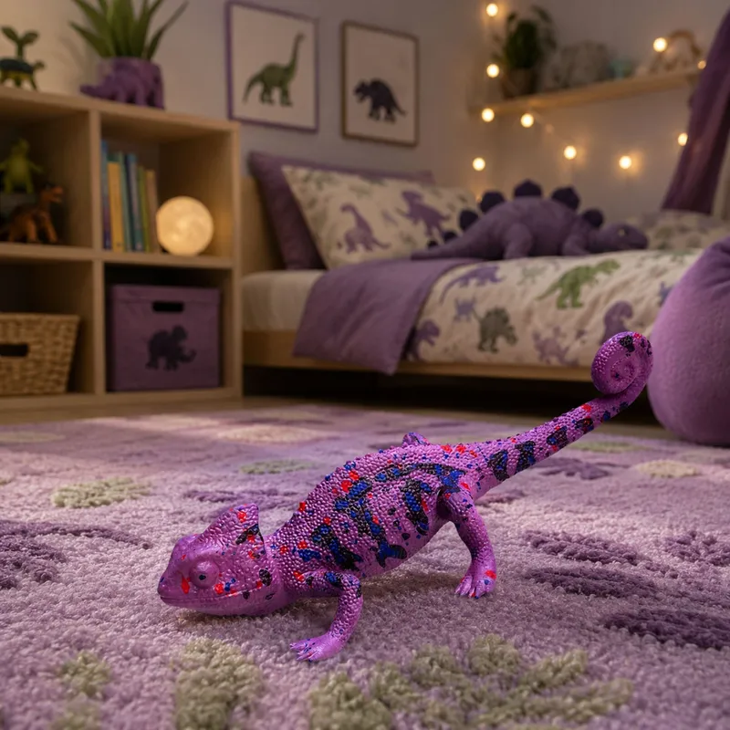 Kameleon Gumowa Figurka Rozciągliwa Realistyczna Gad 14 cm - Fioletowy