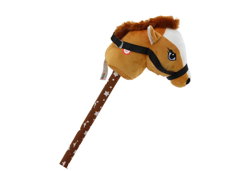 Pluszowa Głowa Konia Na Kiju Hobby Horse Koń Krótkowłosy Dźwięki - Brązowy