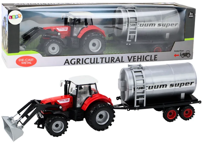 Traktor Rolniczy Koparka Z Cysterną Napęd - Czerwony