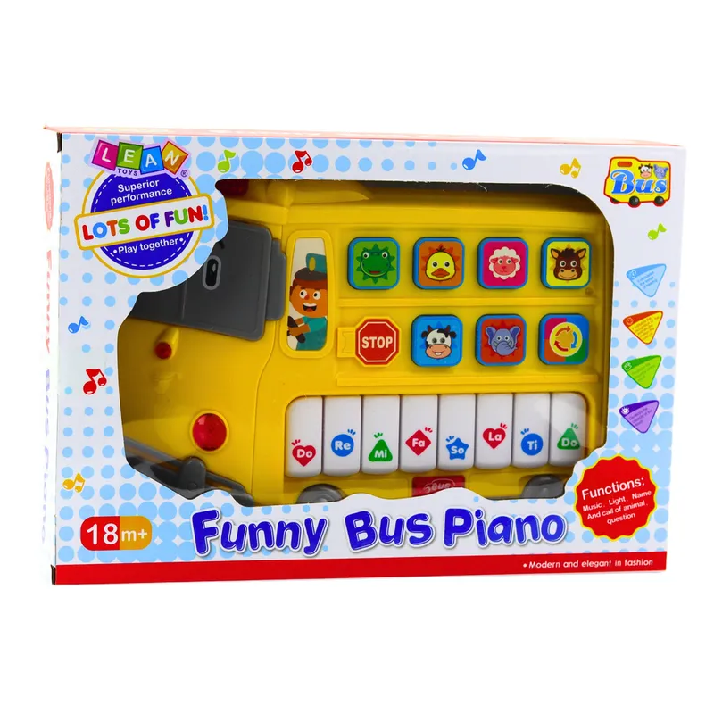 Pianinko Elektryczne Edukacyjne Dla Malucha Autobus - Żółty