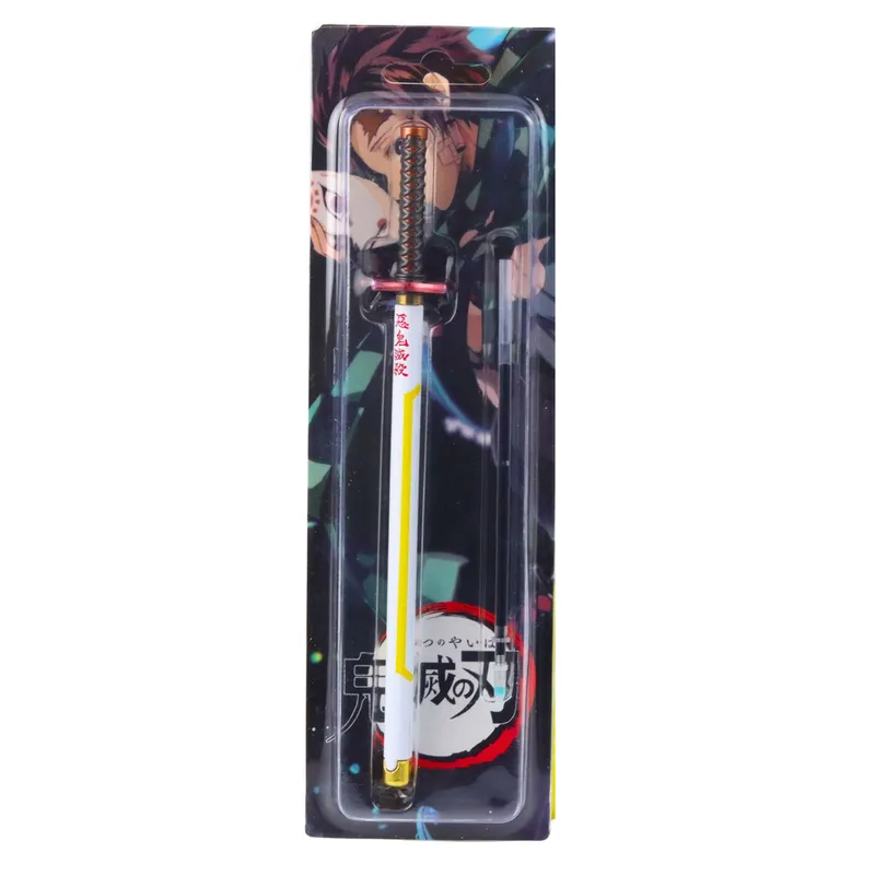 Długopis Miecz Katana Anime Metalowy Czarny Tusz Wymienny Wkład Biało-Żółty