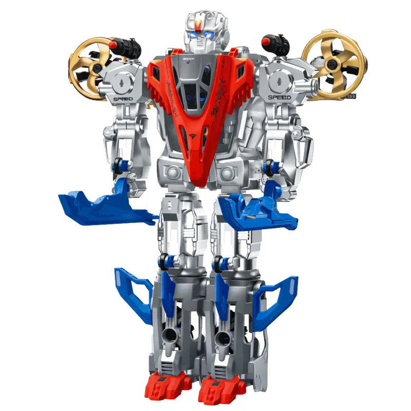 Robot Myśliwiec Bojowy 2w1 Światła Dźwięki 29 el - Czerwono-Niebieski